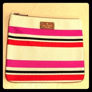 Kate spade twill weave stripe clutch
